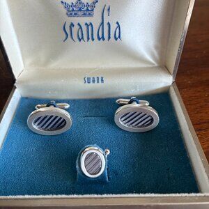 Classic Vintage Swank Scandia Tie Tack and Cuff Links Set